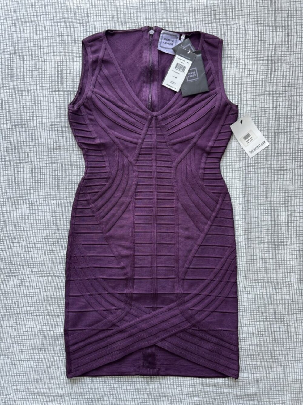 NWT Herve Leger Naeva Bordeaux Purple Sleeveless Bandage Dress M